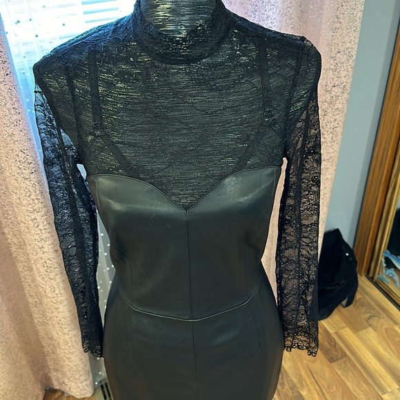Zara Faux leather and Lace Dress - Picture 2 of 8
